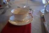 Glamour and Glitz White Teacups with Gold Polka Dots - set of four