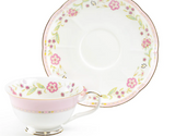 Pink English Garden Teacup and Saucer
