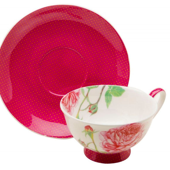 Roses and Polka Dots Teacups - set of four