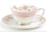 Pink English Garden Teacup and Saucer