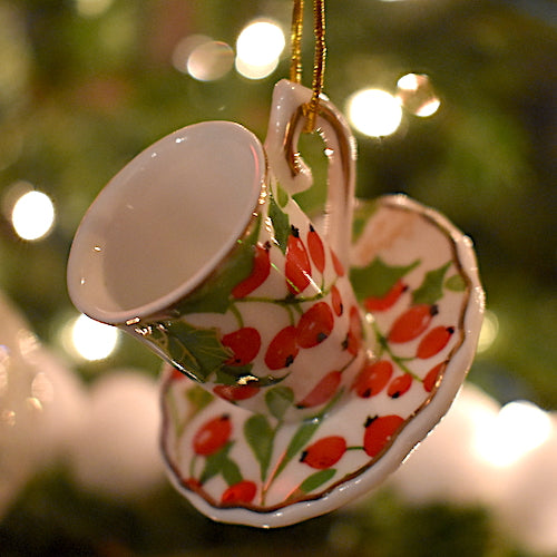 Porcelain Christmas Teacup Ornaments set of six The Twiggery