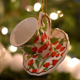 Porcelain Christmas Teacup Ornaments - set of six