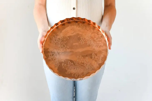 Scalloped Copper Serving Tray