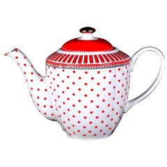 Festive Red & White Teapot