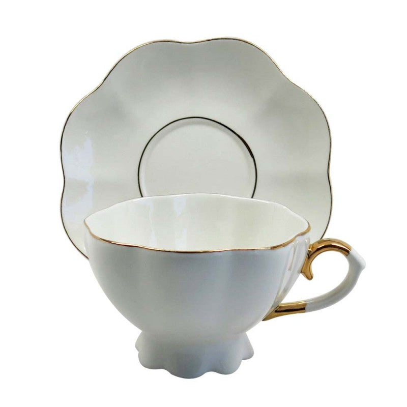 Simply Elegant White and Gold Fluted Teacups set of four The Twiggery