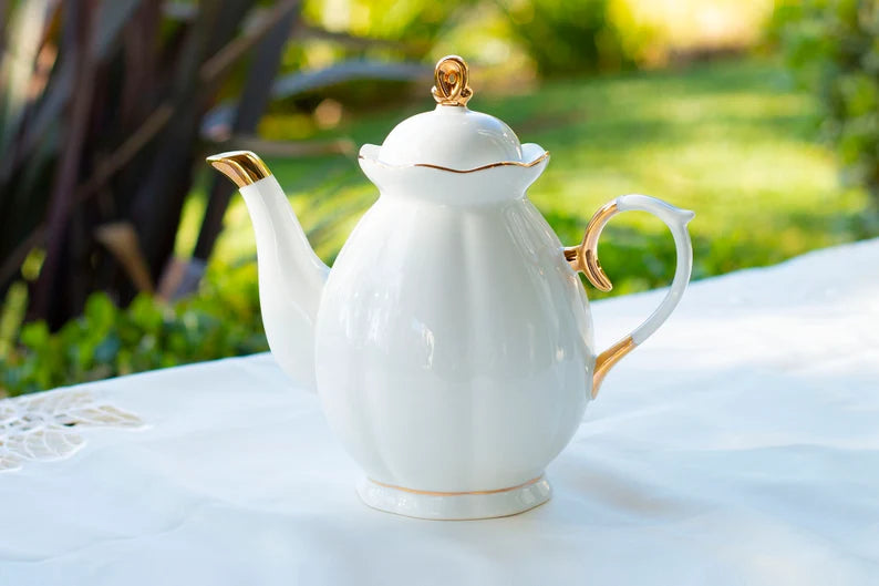 White and gold kettle best sale