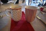 Festive Red and White Coffee Hot Chocolate Mugs - set of four