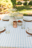 Ruffled Light Blue Gingham Tablecloth - 60" x 90"