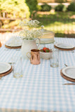 Square Ruffled Light Blue Gingham Tablecloth - 60" x 60"