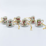 Porcelain Christmas Teacup Ornaments - set of six