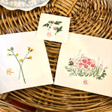 Garden Party Round Flower Stickers by Bunny Hop Hill Art - Set of 3 round stickers