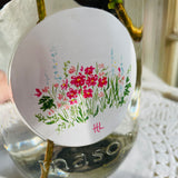 Garden Party Round Flower Stickers by Bunny Hop Hill Art - Set of 3 round stickers