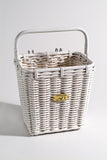 White Woven Pannier Bicycle Basket with handles