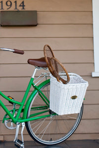 White Woven Pannier Bicycle Basket with handles