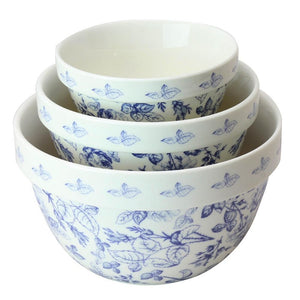 Blue Shabby Chic Mixing Bowls - set of 3