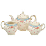 Blue Vintage Rose 11 Piece Teacup and Teapot Set