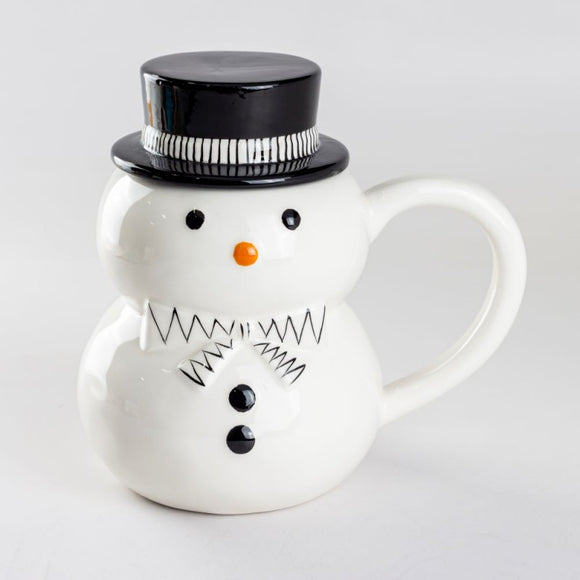 Snowman in a Top Hat & Bow Tie Hot Chocolate Mugs - set of 2