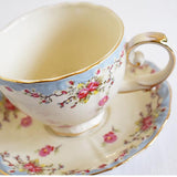 Blue Vintage Rose 11 Piece Teacup and Teapot Set
