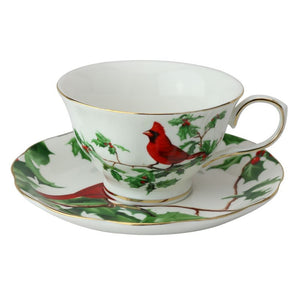 Red Christmas Cardinal Teacups - set of four