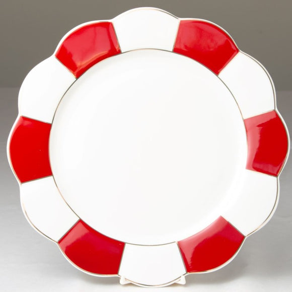 Red and White Stripe Dinner Plates - set of 4