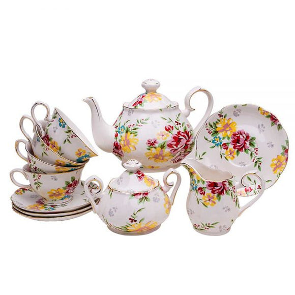 Cream Cottage Rose 11 Piece Afternoon Tea Set