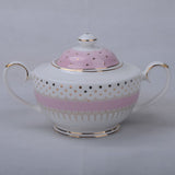 The Jane Collection Pink and Gold Polka Dot Sugar Bowl and Cream Pitcher Set