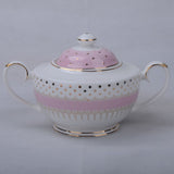 The Jane Collection Pink and Gold Polka Dot Sugar Bowl and Cream Pitcher Set