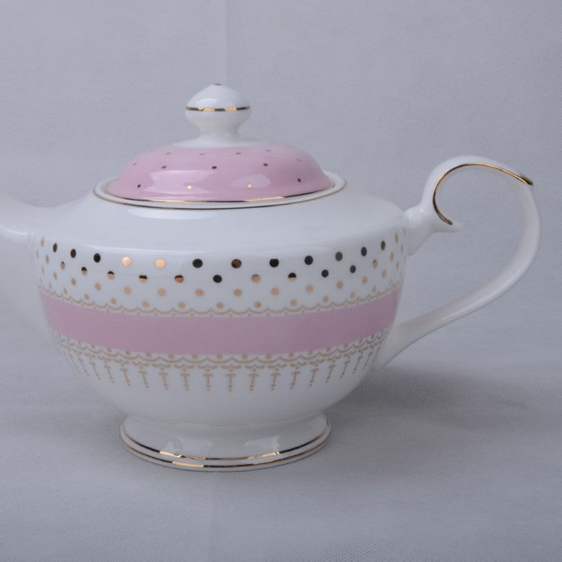 The Jane Collection Pink and Gold Polka Dot Teapot The Twiggery