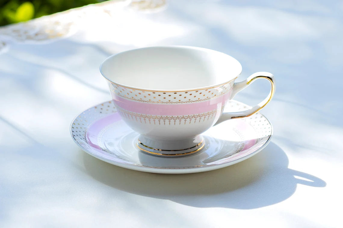 The Jane Collection Pink and Gold Polka Dot Teacup and