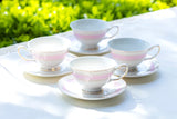 The Jane Collection Pink and Gold Polka Dot Teacup and Saucer - set of four