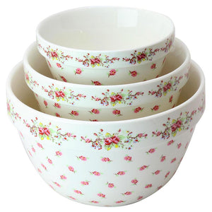 Vintage Rose 3 Pc Mixing Bowl Set