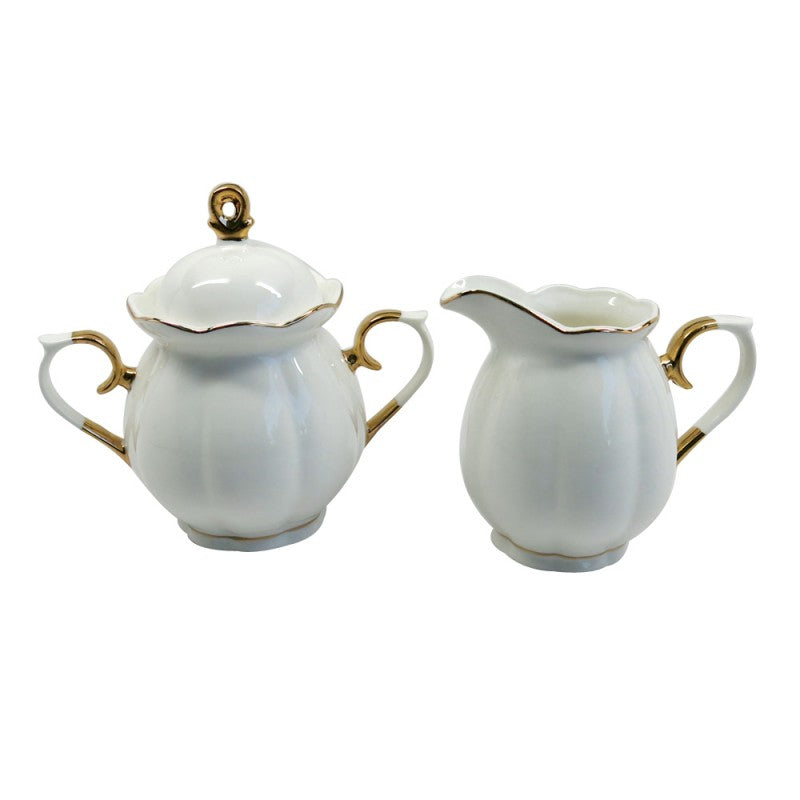 Simply Elegant White and Gold Cream Pitcher and Sugar Bowl The Twiggery