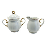 Simply Elegant White and Gold Cream Pitcher and Sugar Bowl