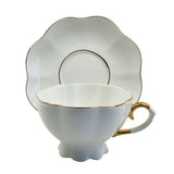 Simply Elegant White and Gold Fluted Teacups - set of four