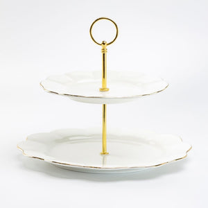 White and Gold 2 Tier Serving Tray - NEW!