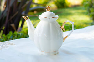 Simply Elegant White and Gold Teapot
