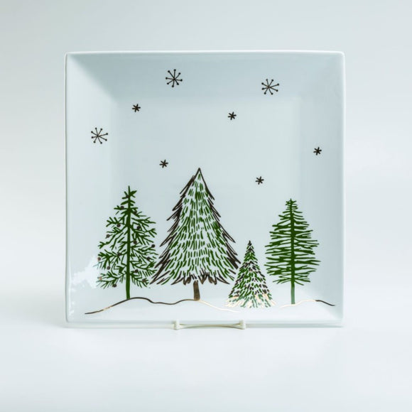 Winter Forest 10 inch Square Platters - set of 2